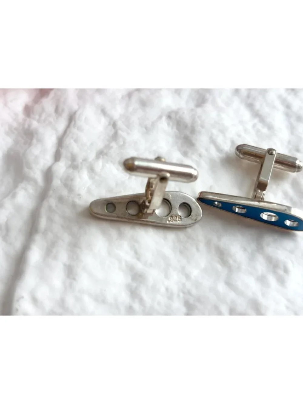 RARE Pan American 707 Wing Rib Blue Sterling Silver 925 Men's Cufflinks